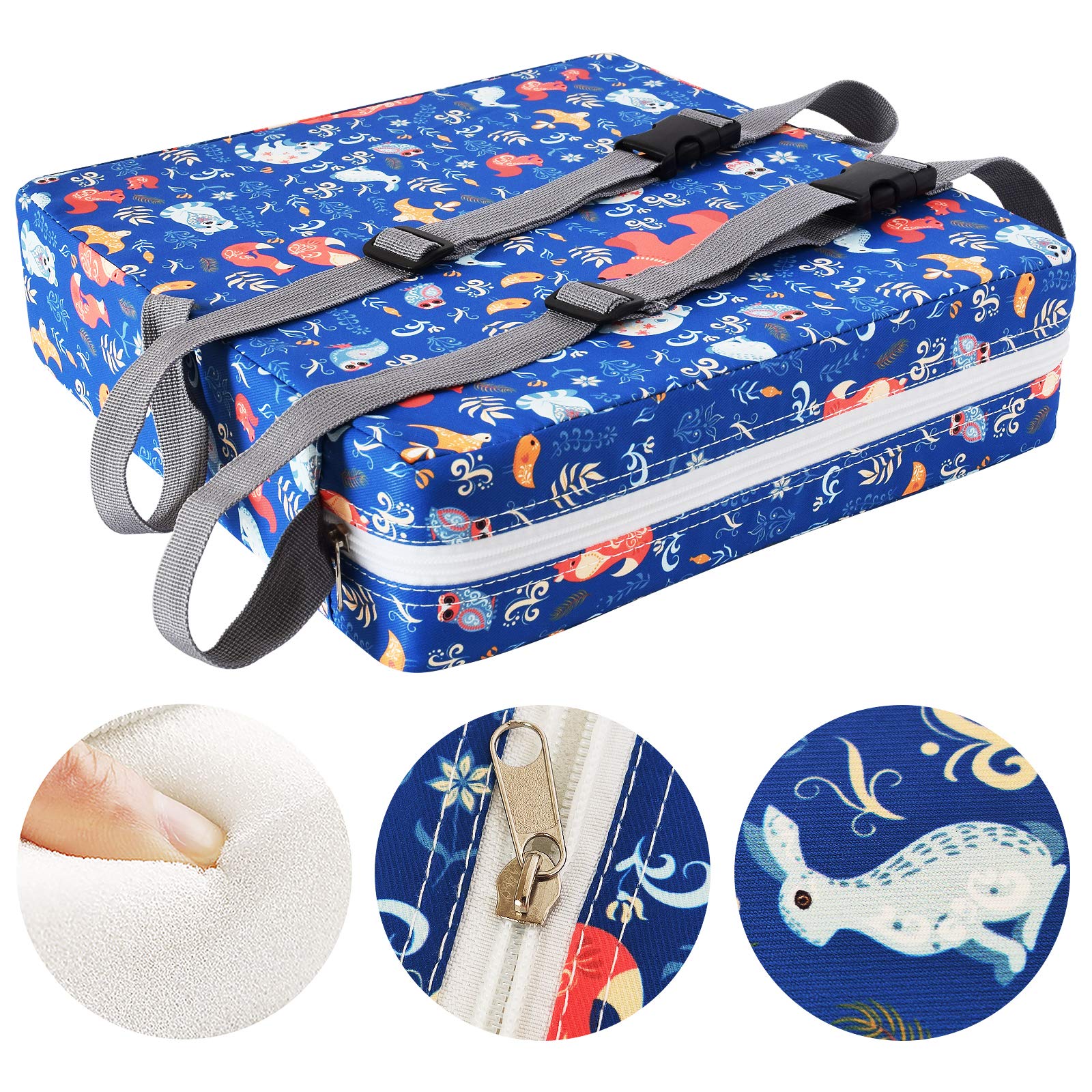 Sunmall blue bear side view highlights adjustable strap for different chair sizes.