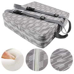 SUNMALL booster seat side view shows adjustable straps for a snug chair fit