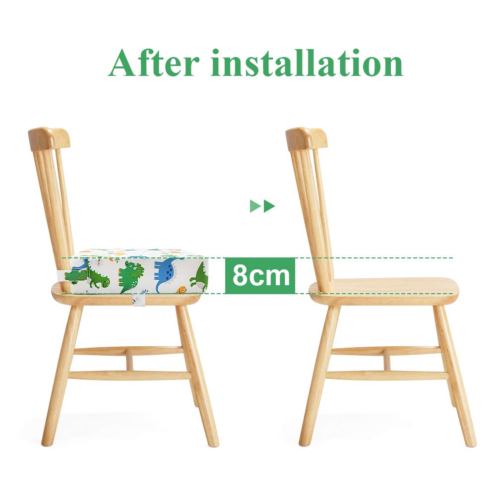 SUNMALL booster with adjustable straps secures chairs and prevents slipping during meals.