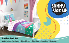 Sunny Side Up fitted sheet 28x52 features bright colors for year-round comfort.