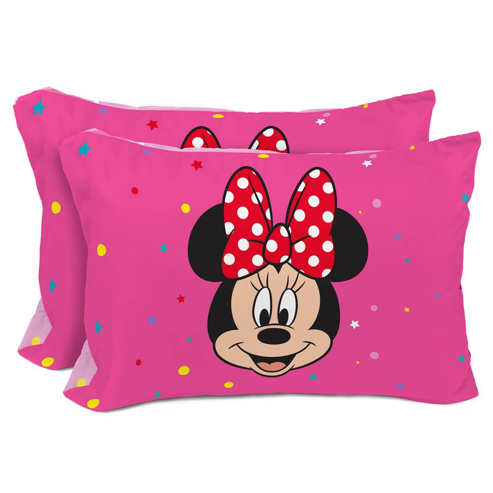 Sunny Side Up Minnie Mouse pillowcase front view shows soft pink microfiber for cozy bedtime