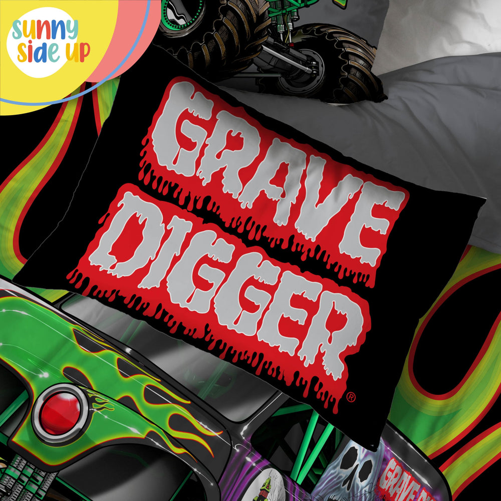 Sunny Side Up Monster Jam truck design on bedding for bold decor
