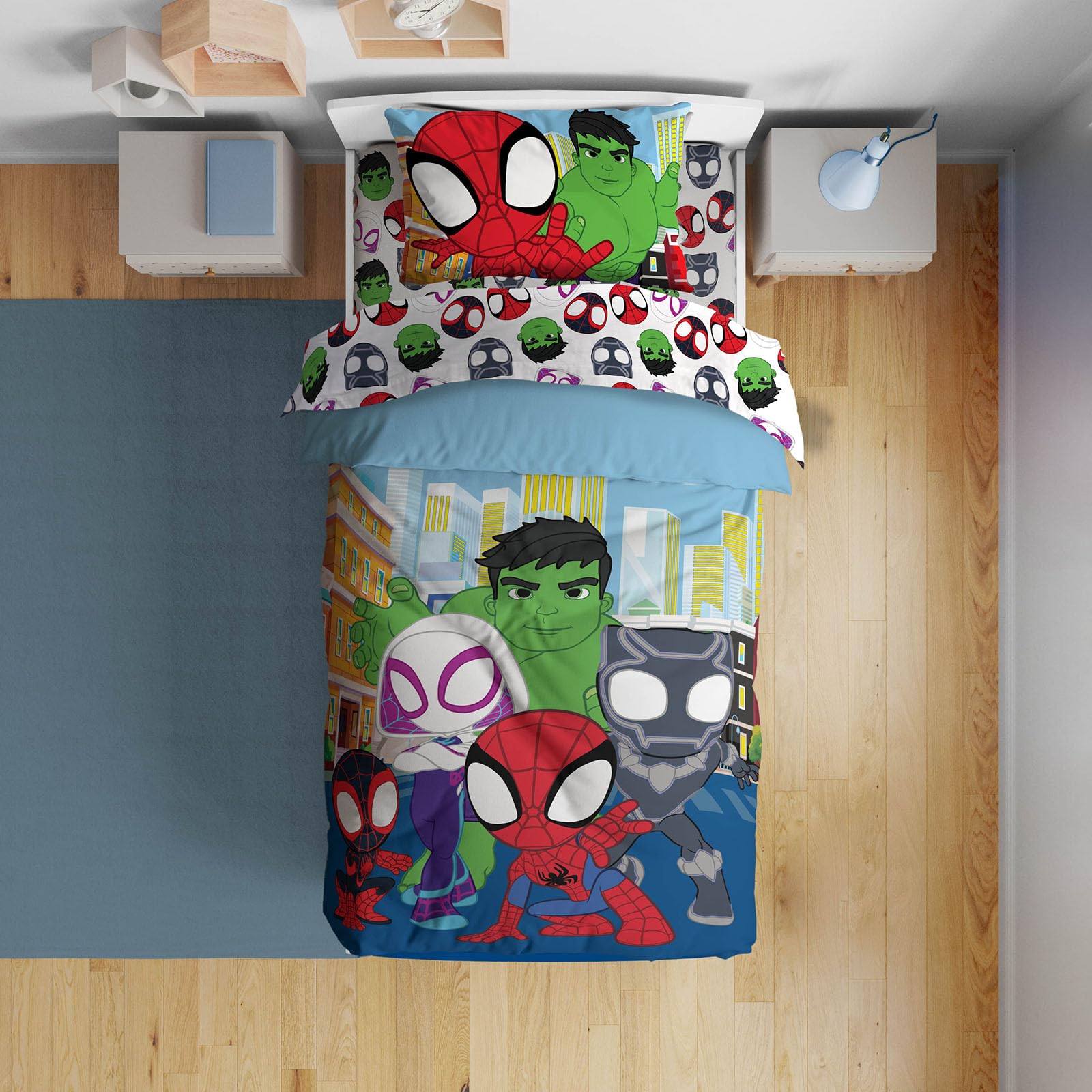 Sunny Side Up Spidey comforter-set image shows a cozy comforter for playful dreams.