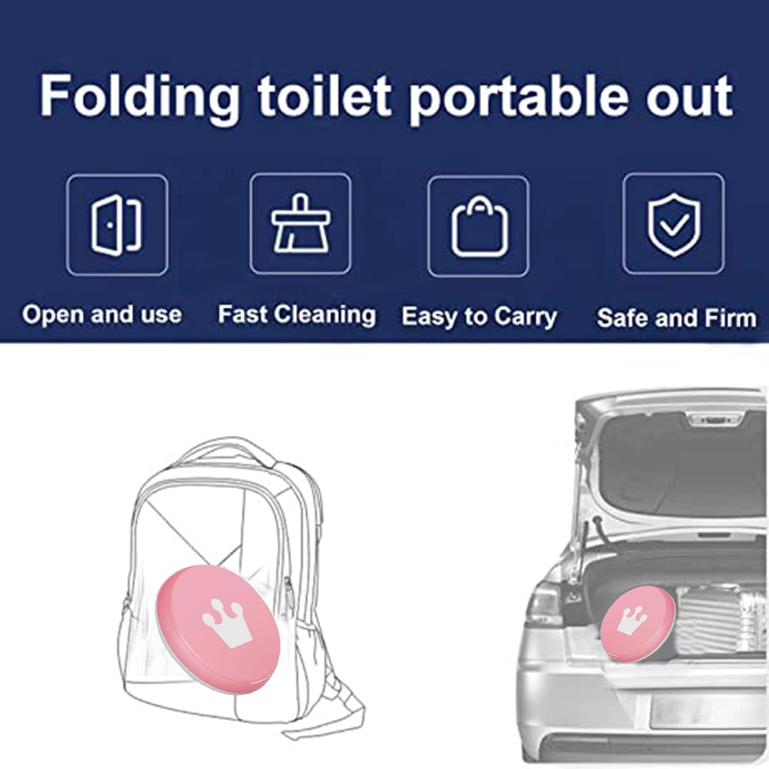 SunnySmile Travel Potty pink package includes storage bag and cleaning bags