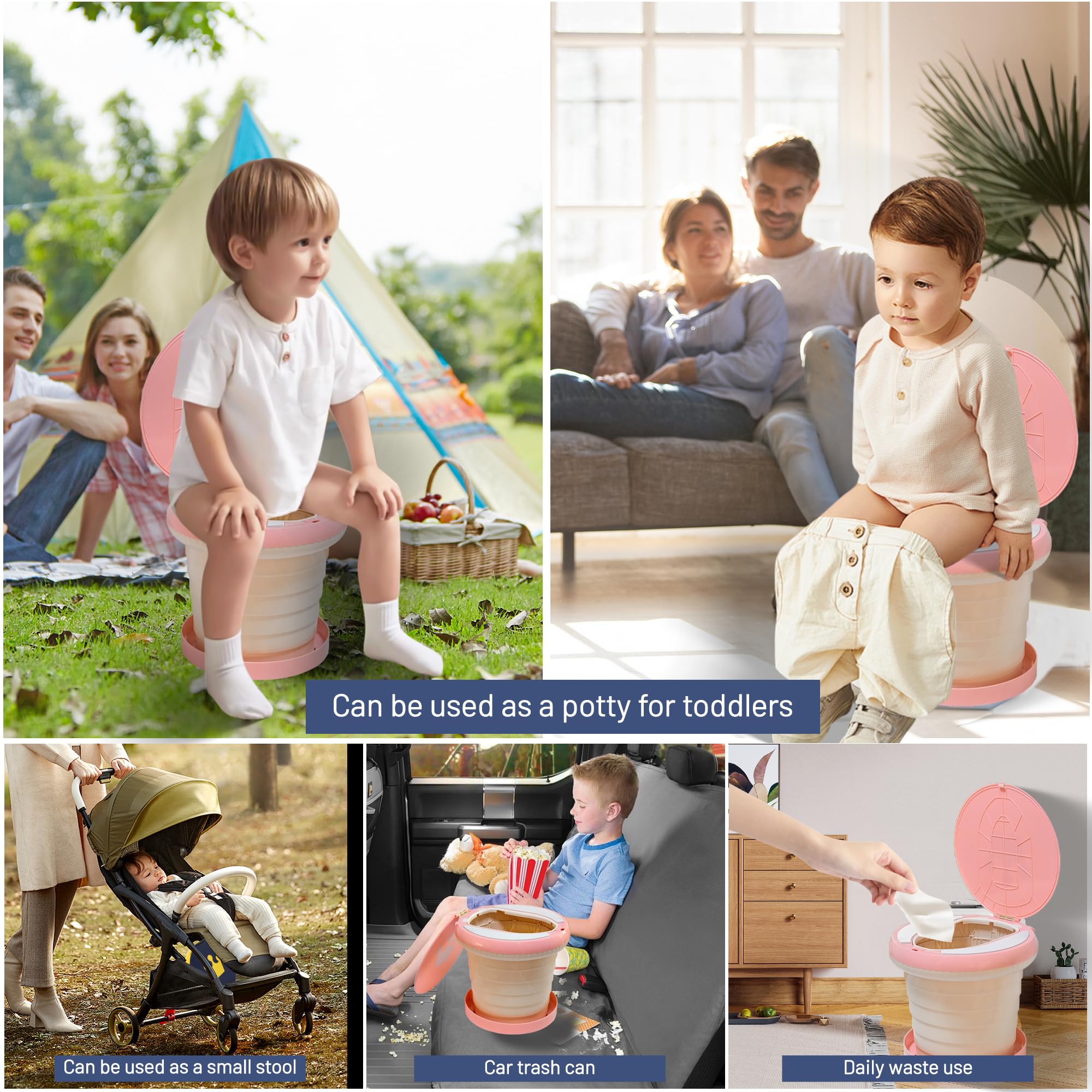 SunnySmile Travel Potty pink two-stage assembly for fast setup