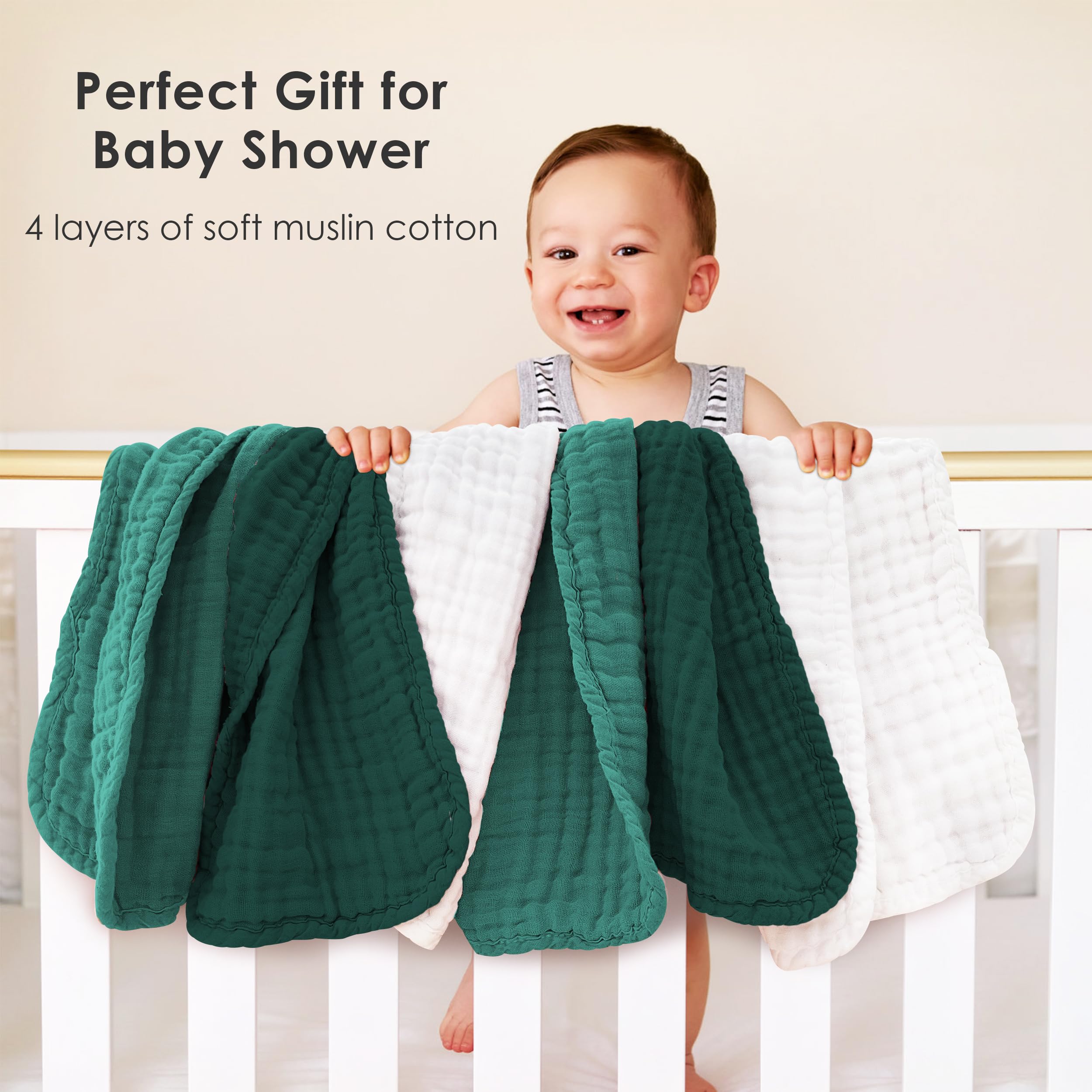 Sunny zzzZZ muslin burp cloths in deep emerald color provide soft feel and stylish baby comfort.