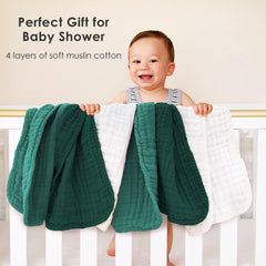 Sunny zzzZZ muslin burp cloths in deep emerald color provide soft feel and stylish baby comfort.