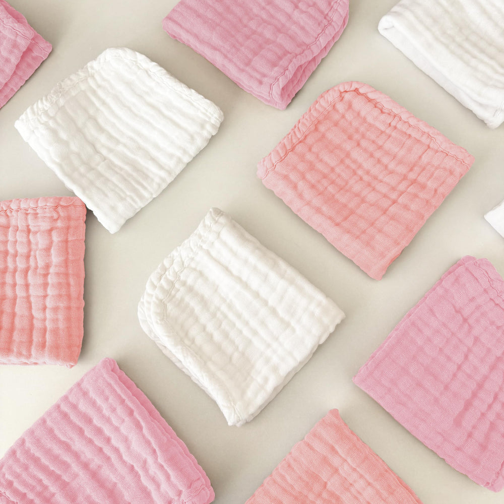Sunny zzzZZ absorbent washcloths wick moisture for quick cleanups.