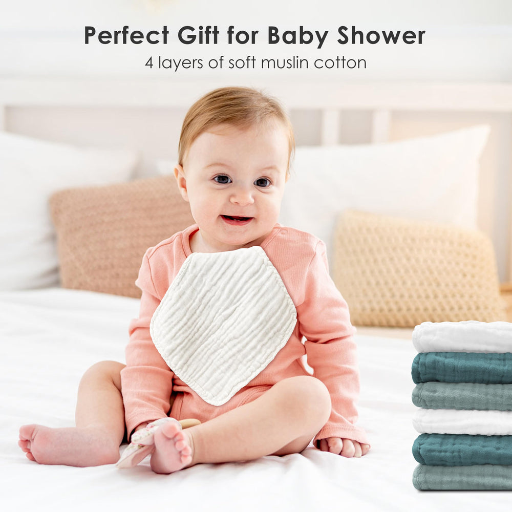 Sunny zzzZZ white emerald washcloths ready for baby bath setup and routine.