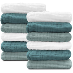 Sunny zzzZZ Baby Washcloths in white emerald, gentle bath-time cleansing for delicate skin.