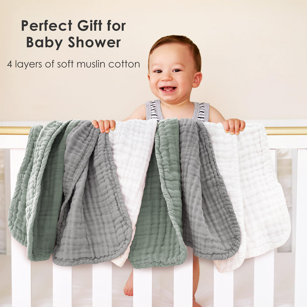 Sunny zzzZZ muslin burp cloth in green set for versatile baby care.