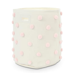 Sunnymove pink pom pom basket bin showing blush color and stylish storage for clothes