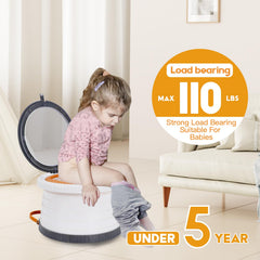 SunnySmile portable potty with travel bag closed and ready to stow in luggage.