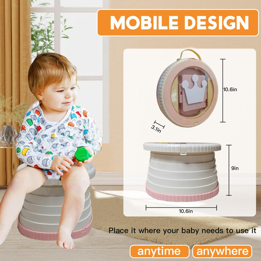 SunnySmile portable potty pink car-seat-compatible-compact for car storage.