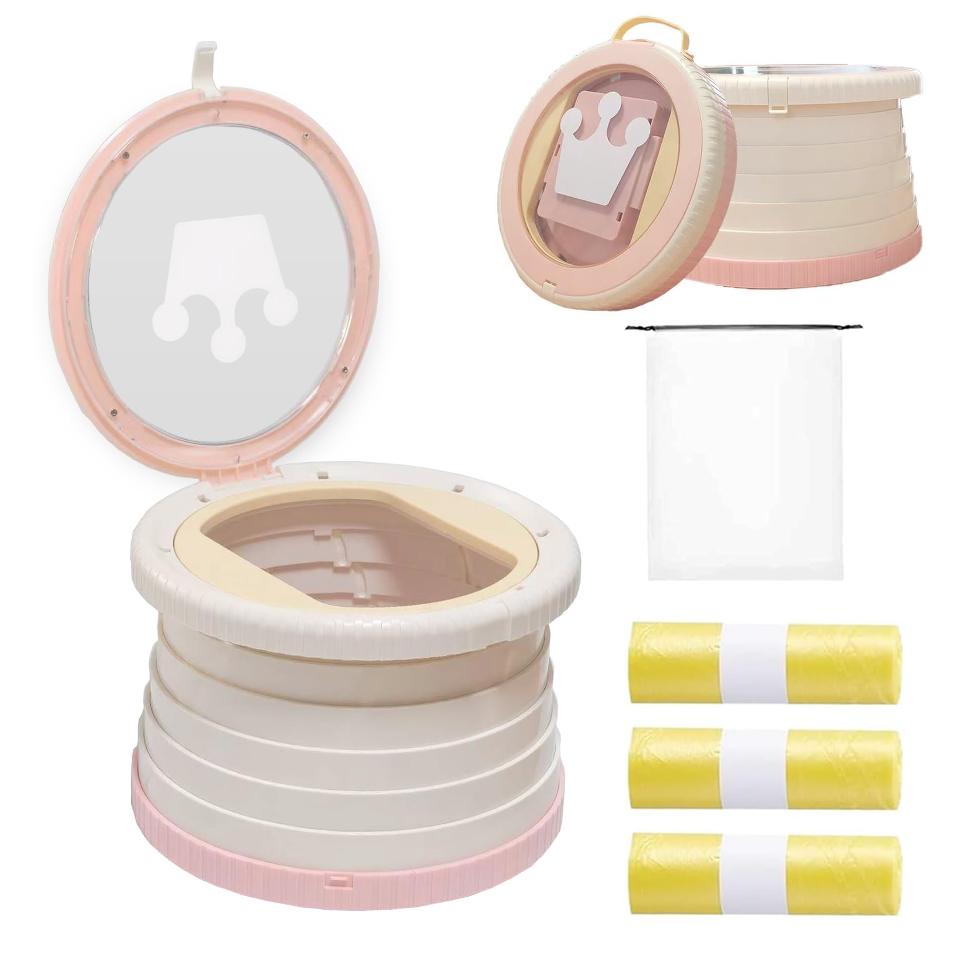 SunnySmile portable potty pink folded-compact travel-ready design for on-the-go families.