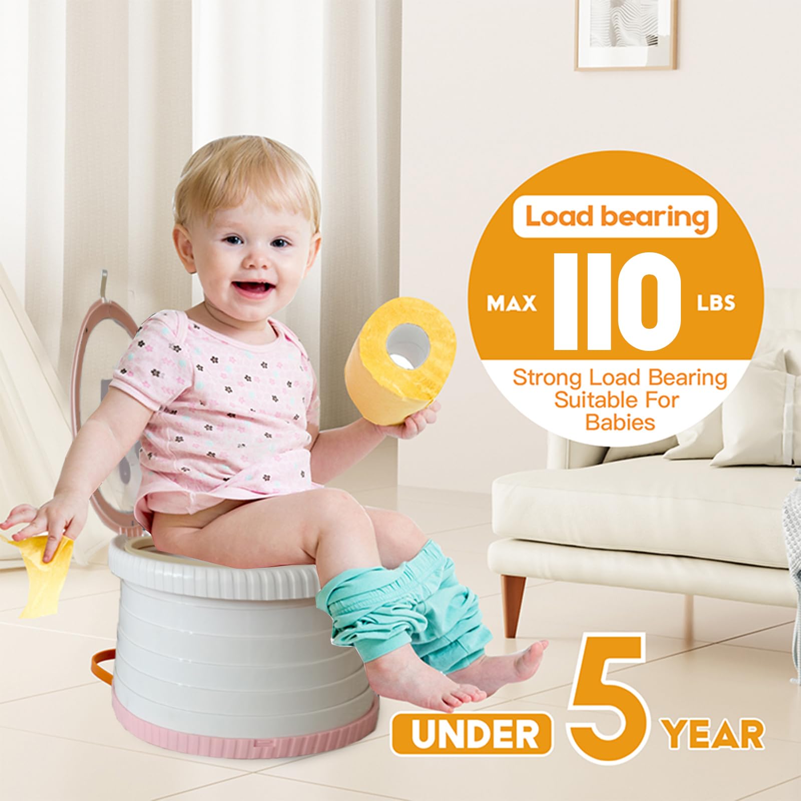 SunnySmile portable potty pink replacement-bags-45 highlights included supply for long trips.
