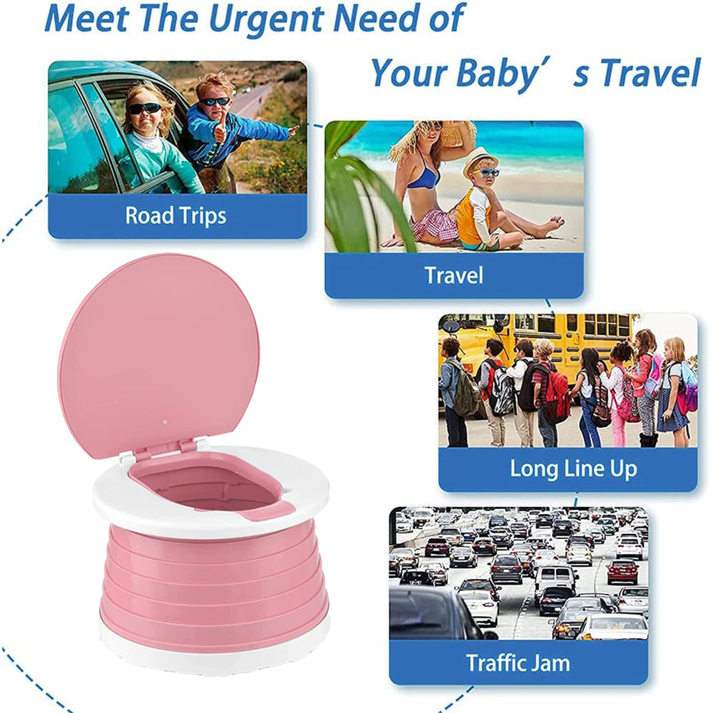 SunnySmile Travel Potty splash guard in pink prevents leaks