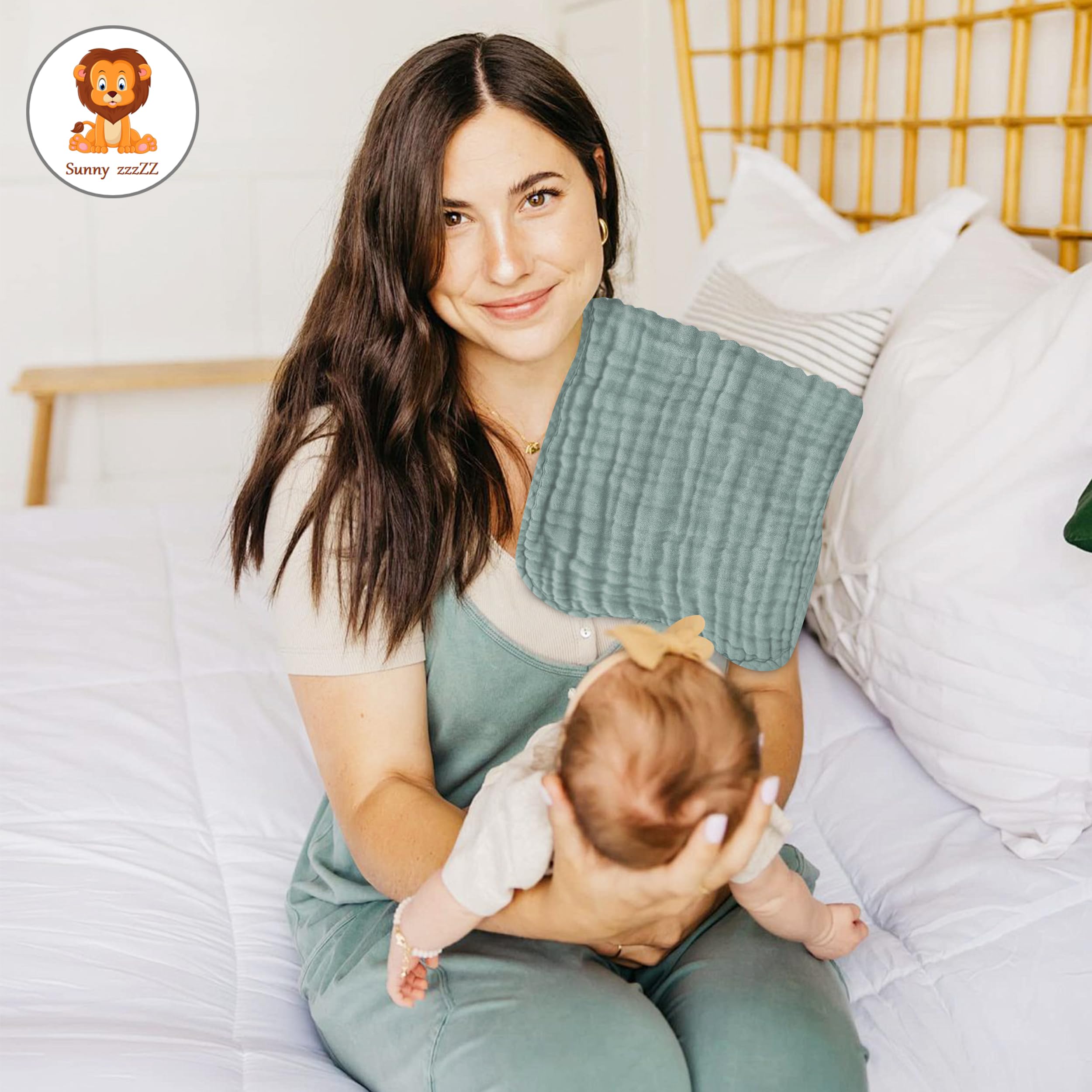 Sunny zzzZZ muslin burp cloths ideal newborn gift for teething messes.
