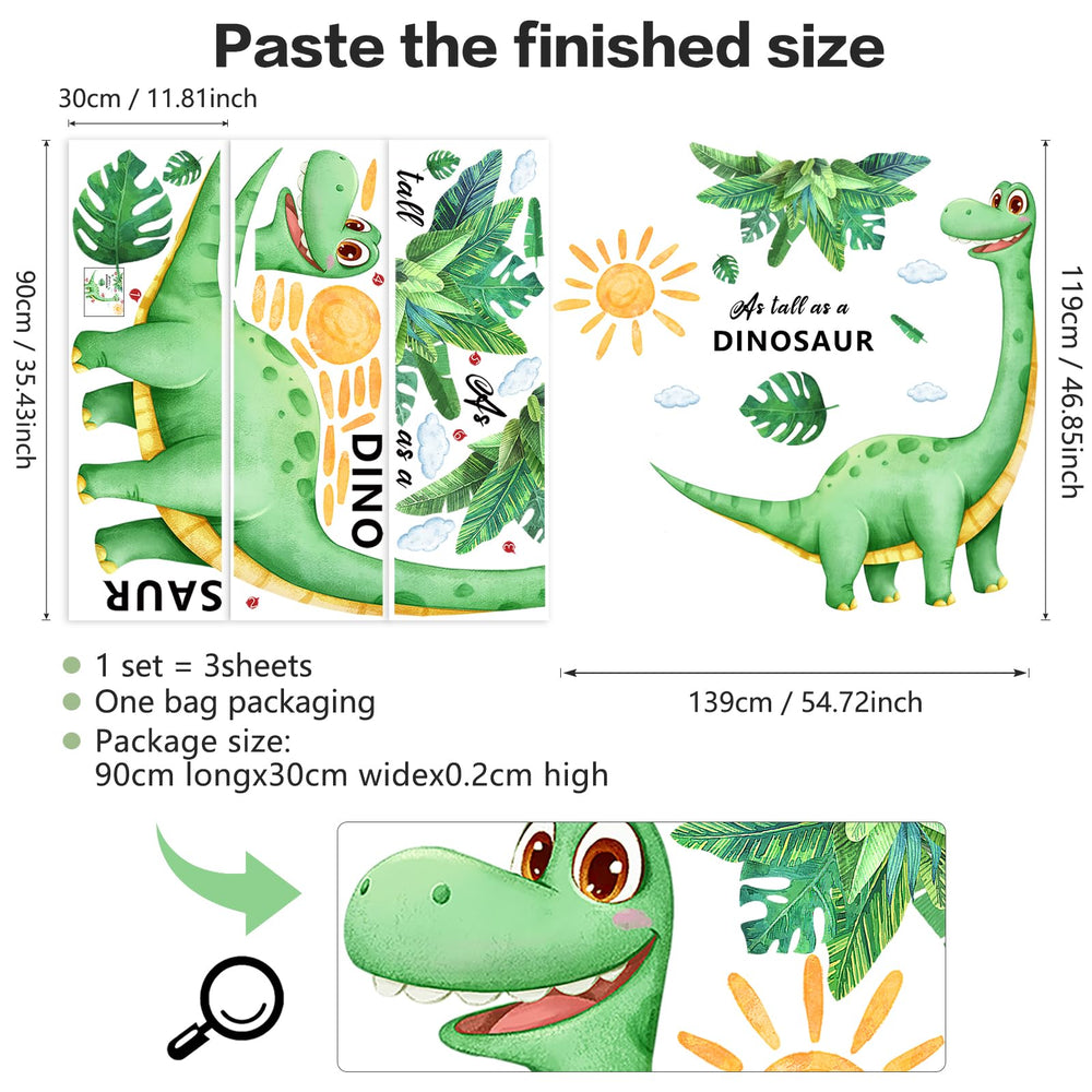 Sunoyar dinosaur wall stickers kid room closeup shows vibrant colors and easy removal.