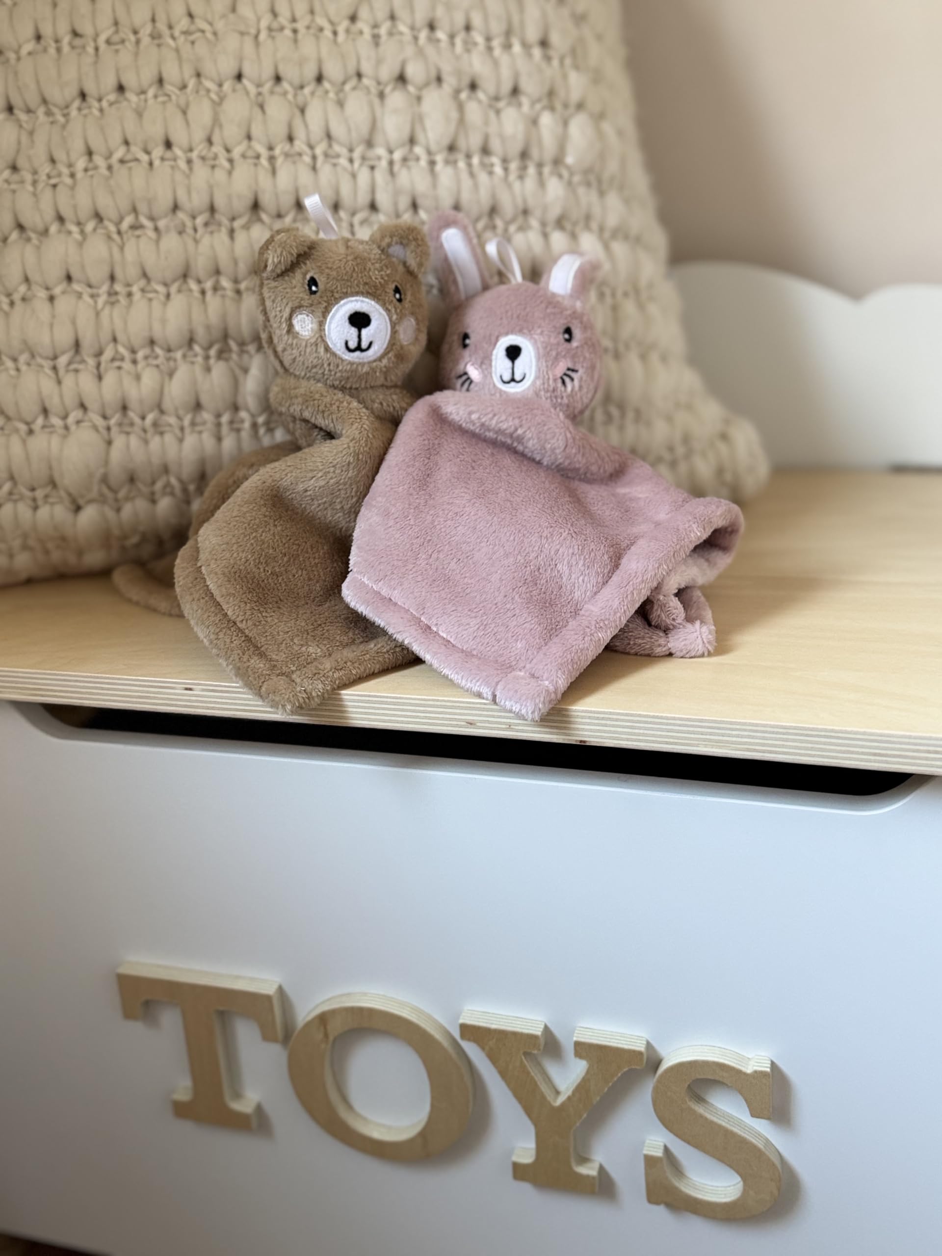 SUNSHINE & SNUGGLES Lovey pink bunny stitching detail showcases quality craftsmanship.