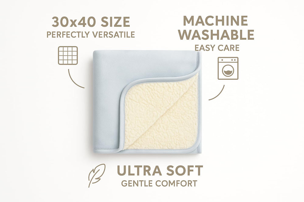 Sunshine & Snuggles ultra plush cloud blue blanket bedside nursery setup showcases versatile use.