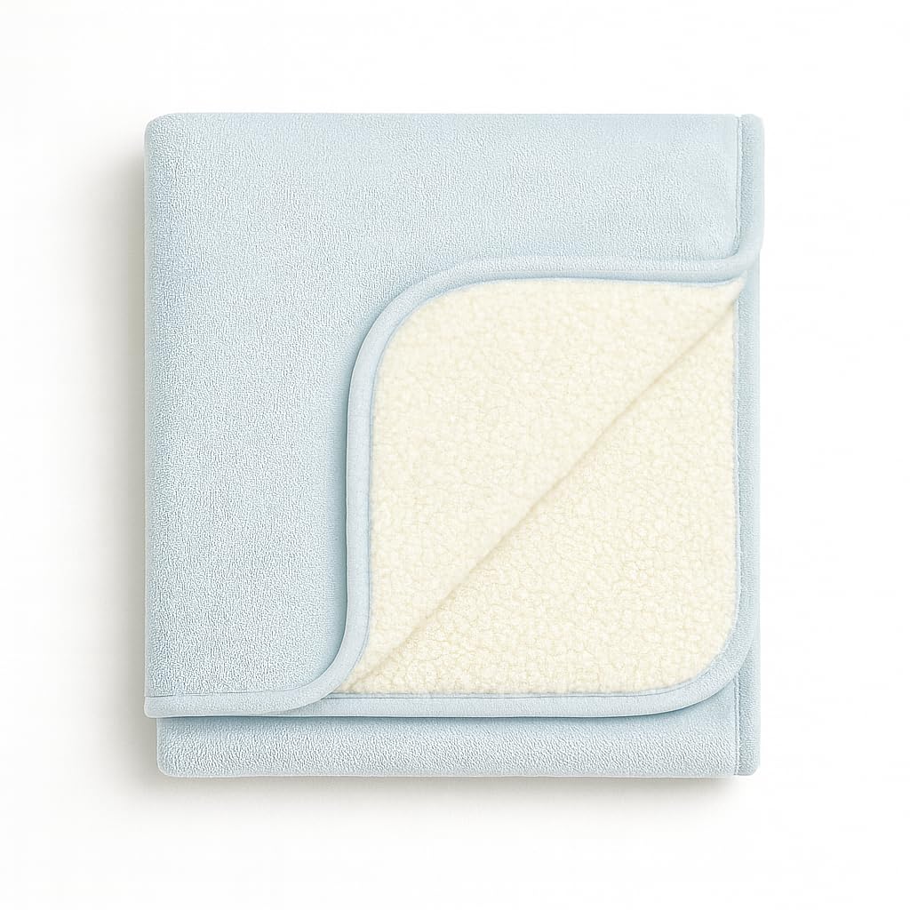 Sunshine & Snuggles ultra plush 30x40 blanket cloud blue front view showing buttery softness for cuddles.