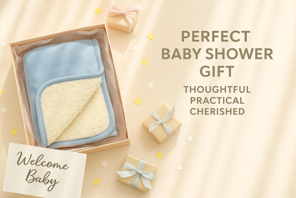 Sunshine & Snuggles 30x40 blanket cloud blue durable stitching detail for year-round use.