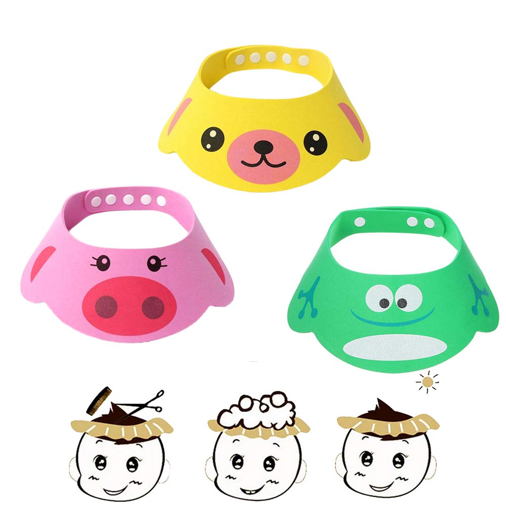 SUNTRADE cartoon visor yellow frog design shields eyes during bath time.