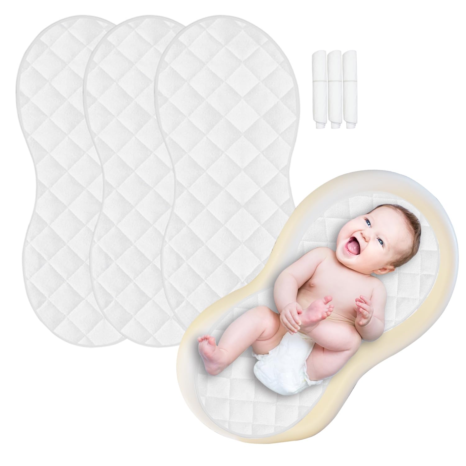 SUNTUE peanut shape changing pad liner in white offers soft baby comfort.