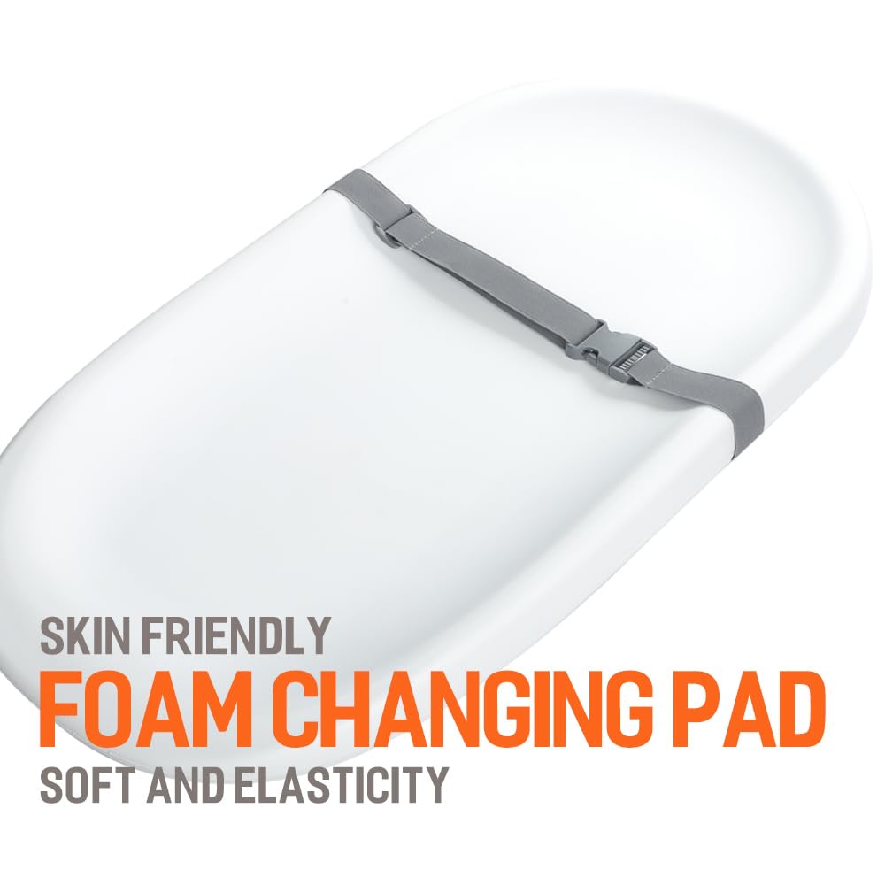 SUNTUE changing pad with restraints supports infant safety during diapering routines.