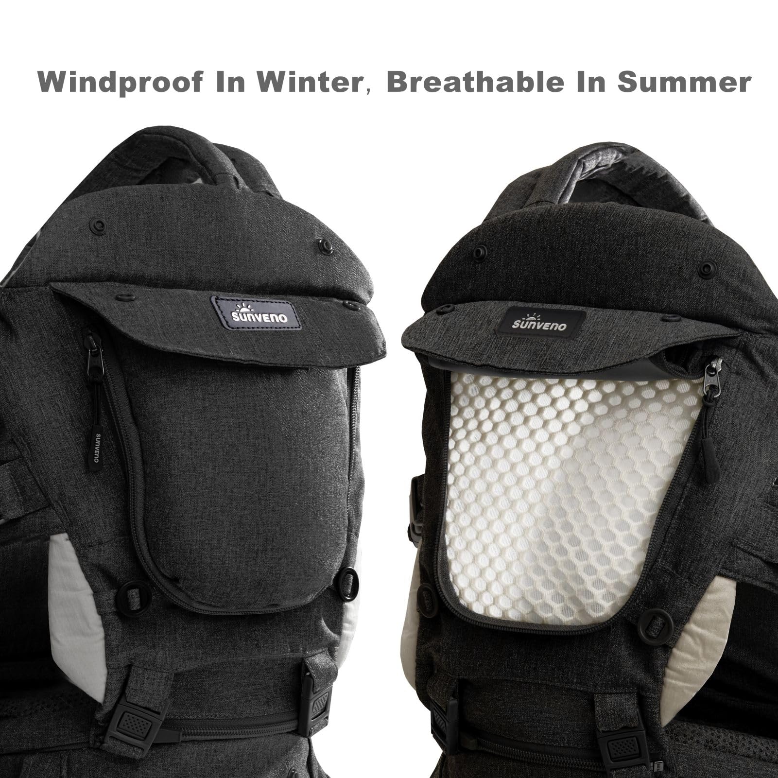 SUNVENO 3D mesh front pocket highlights breathable storage