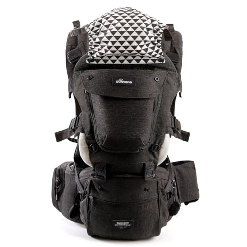 SUNVENO hip-seat mode activated shows hands-free toddler carry