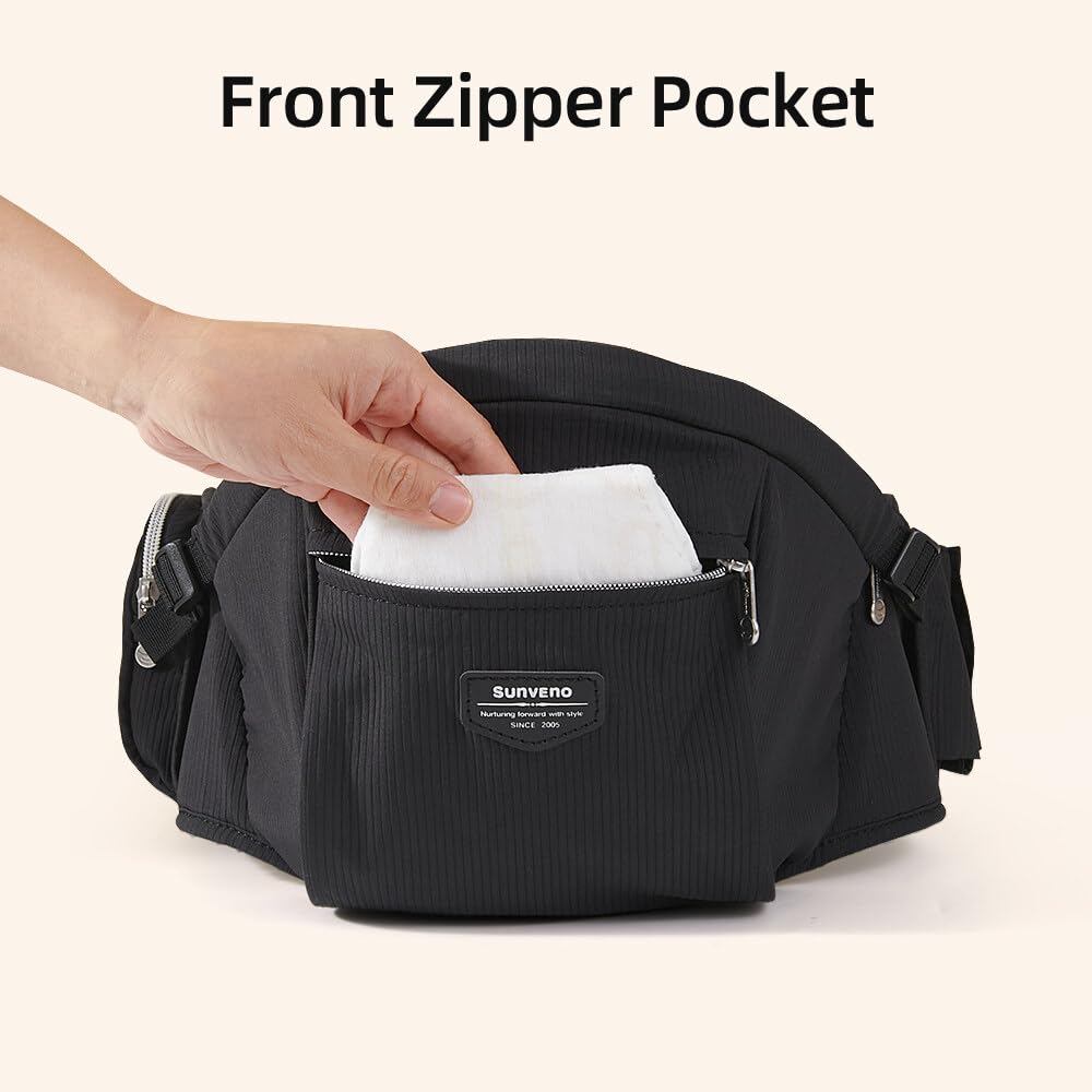 Sunveno front pocket image showcases storage for essentials on errands.