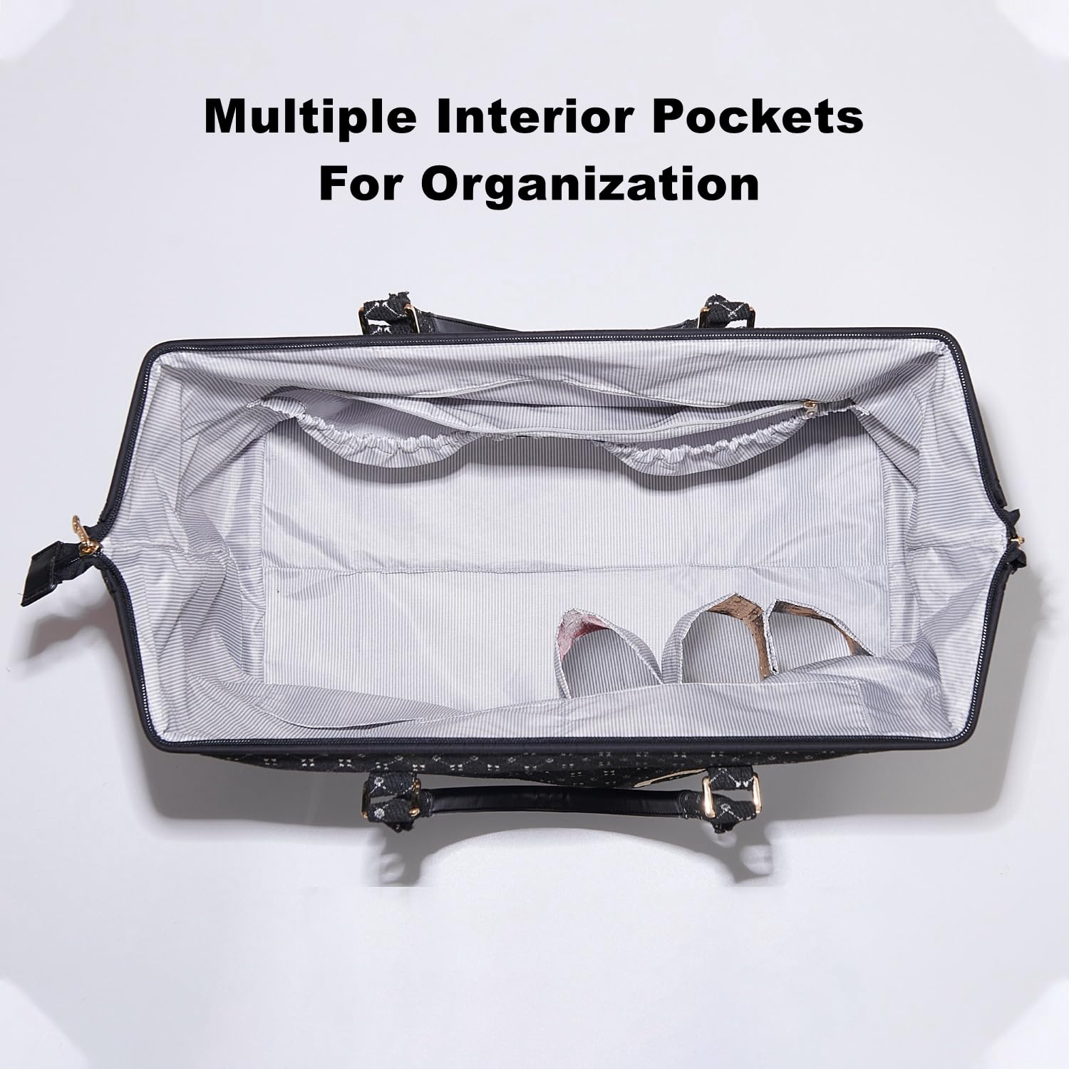 SUNVENO diaper bag four-organizational-pockets help sort wipes, diapers, and creams.