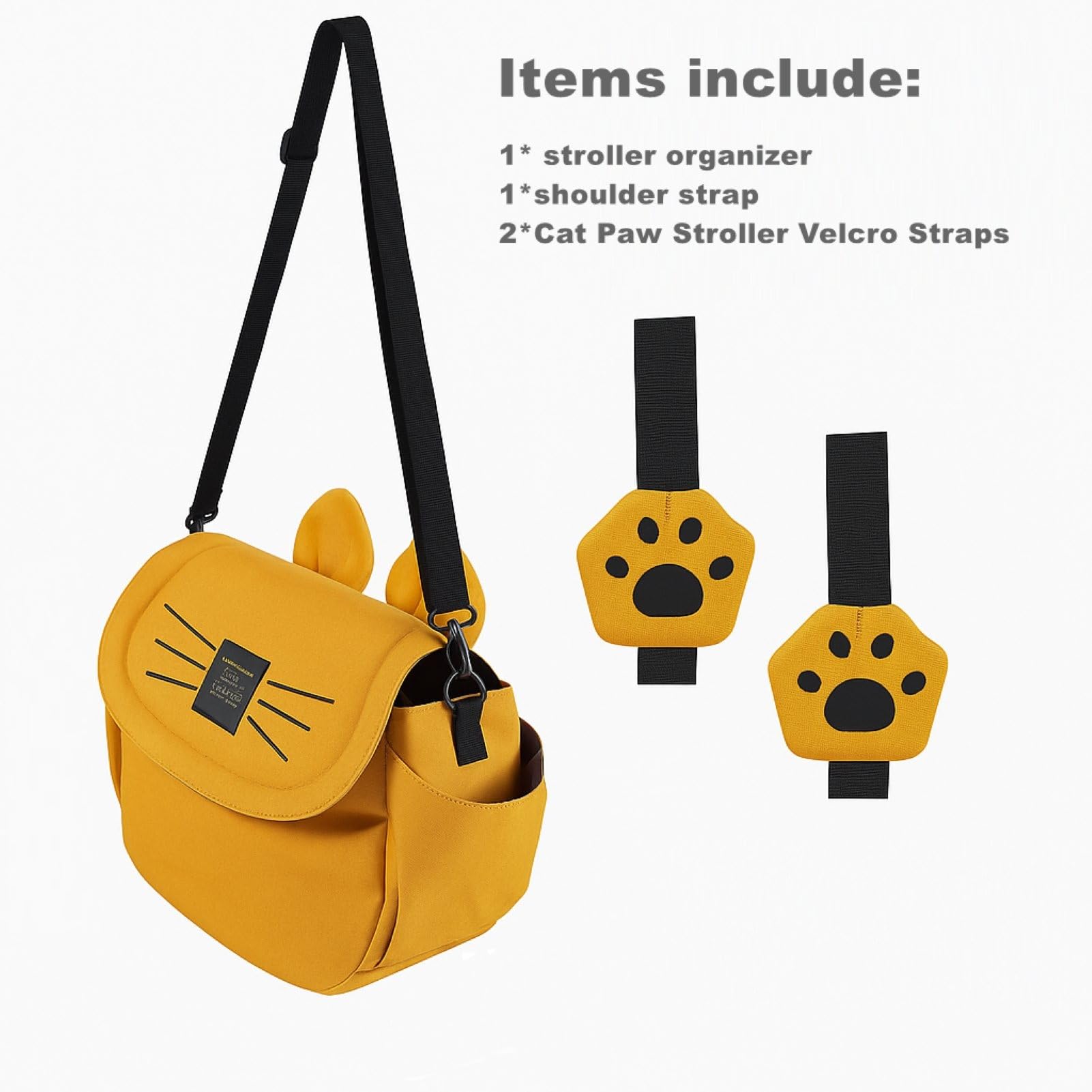 SUNVENO Kitty Stroller Organizer Bag waterproof-oxford closeup resists spills and weather.