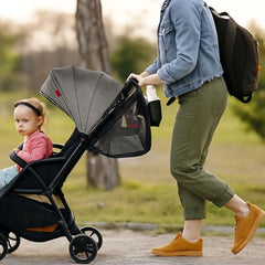 SUNVENO universal stroller caddy close-up showing insulated cup holder feature