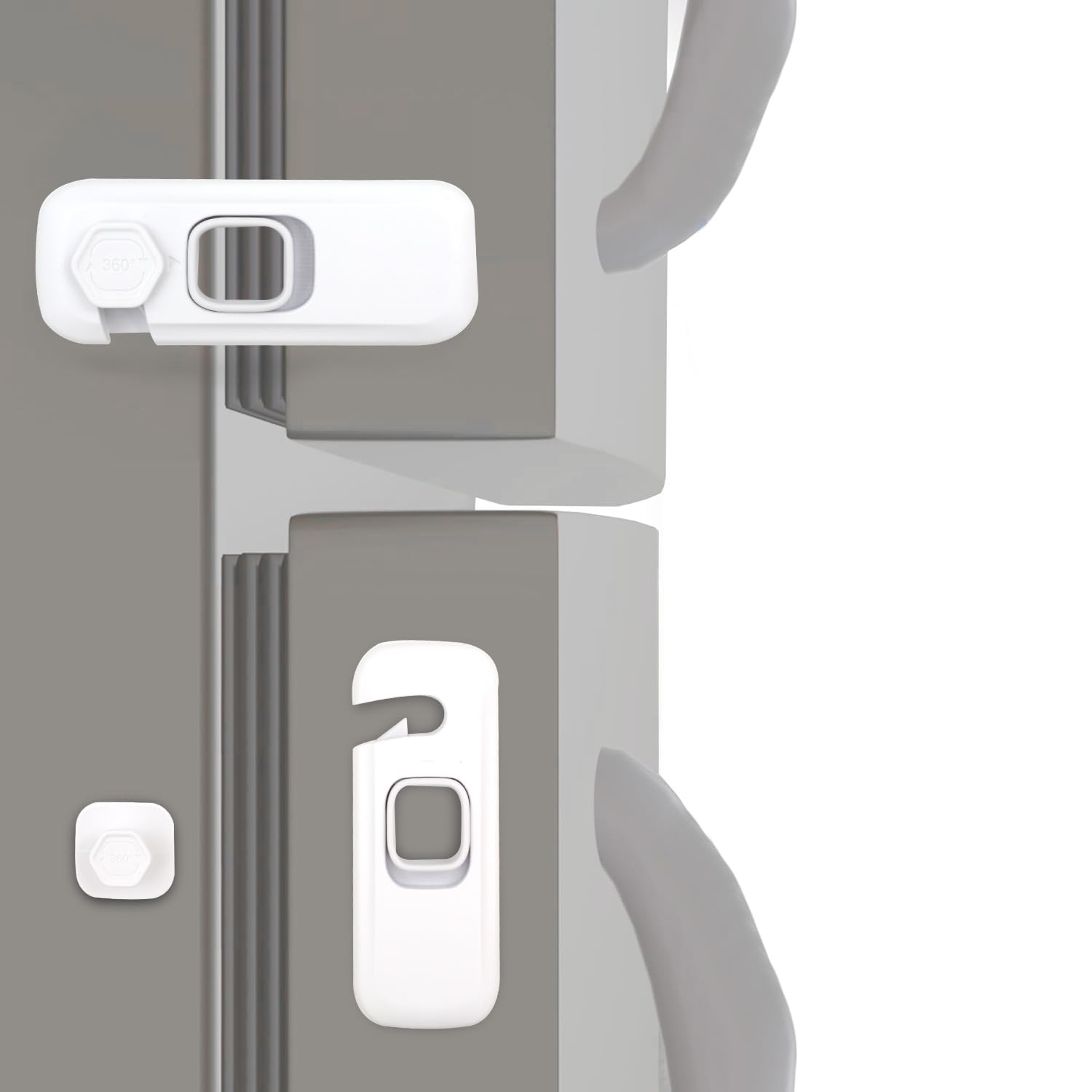Sunyci child-proof fridge lock 2-pack white close-up for safer fridge access