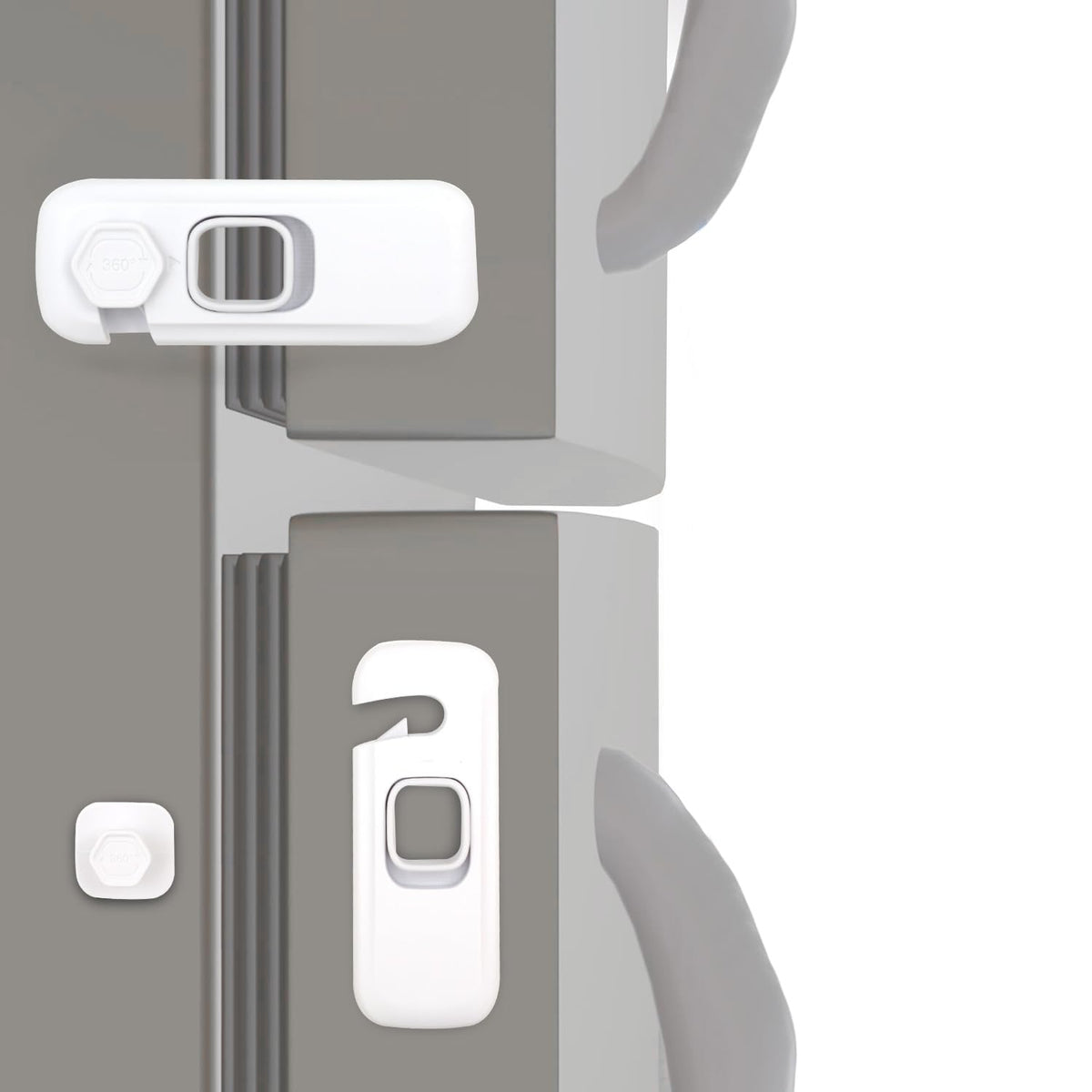 Sunyci child-proof fridge lock 2-pack white close-up for safer fridge access