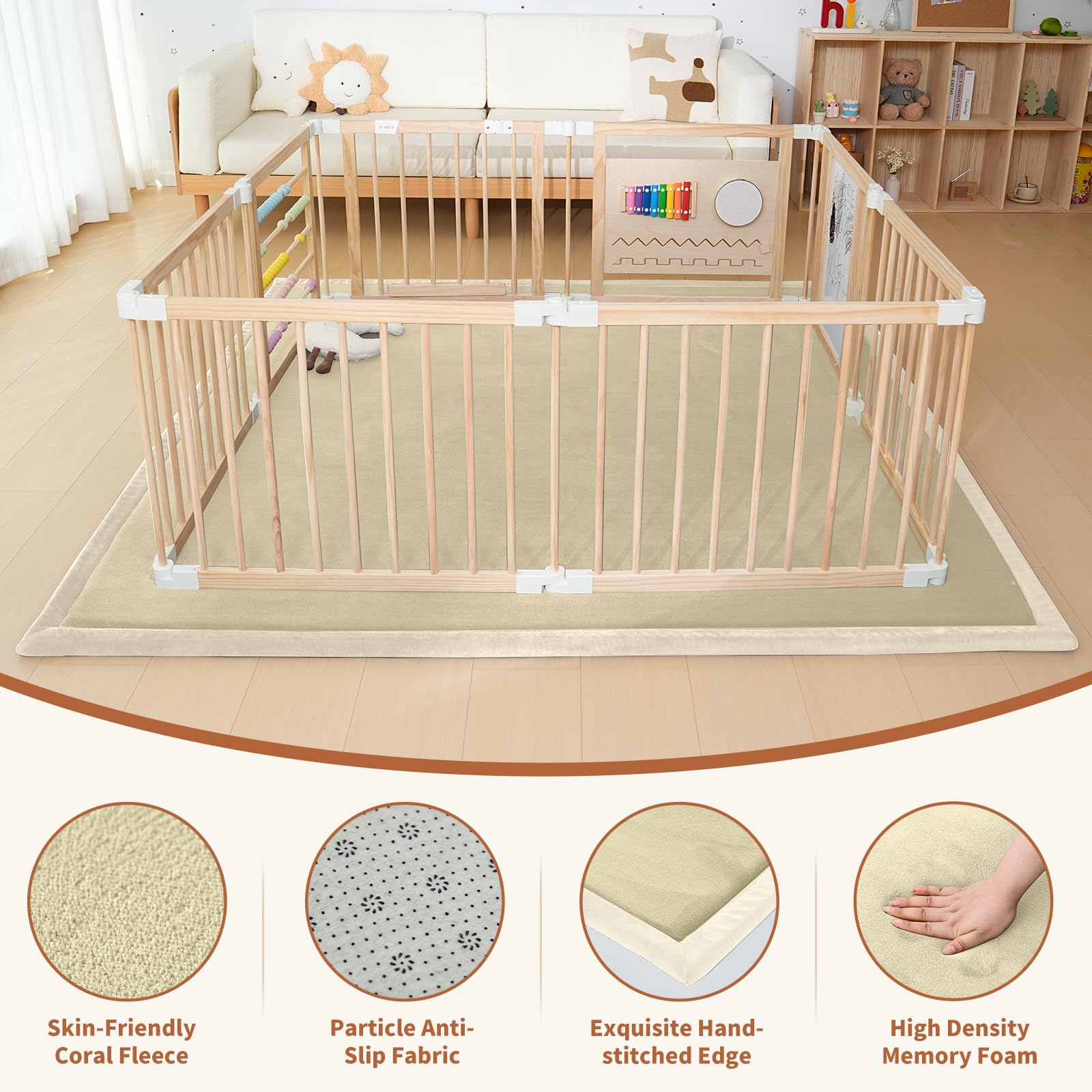 SUNYRISY play mat non-slip bottom—prevents slips during active play.