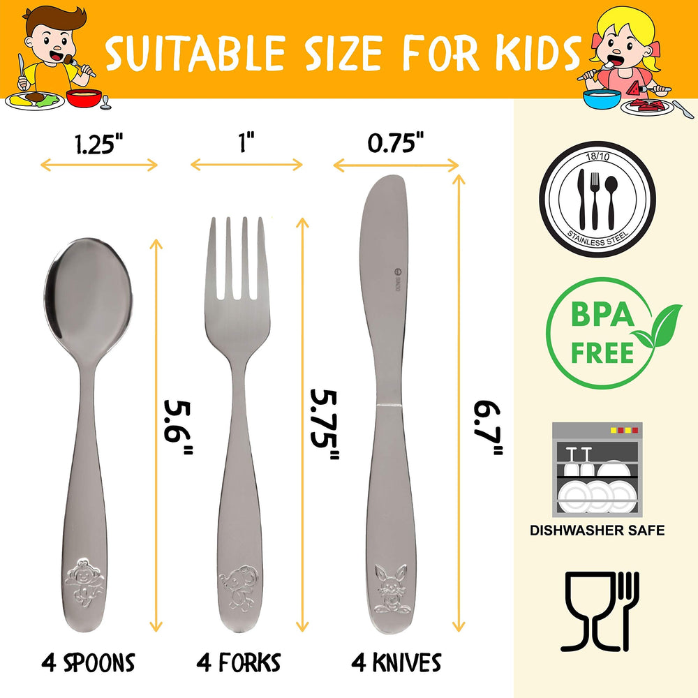 SunZio 18/10 stainless steel kids silverware is durable and rust resistant.