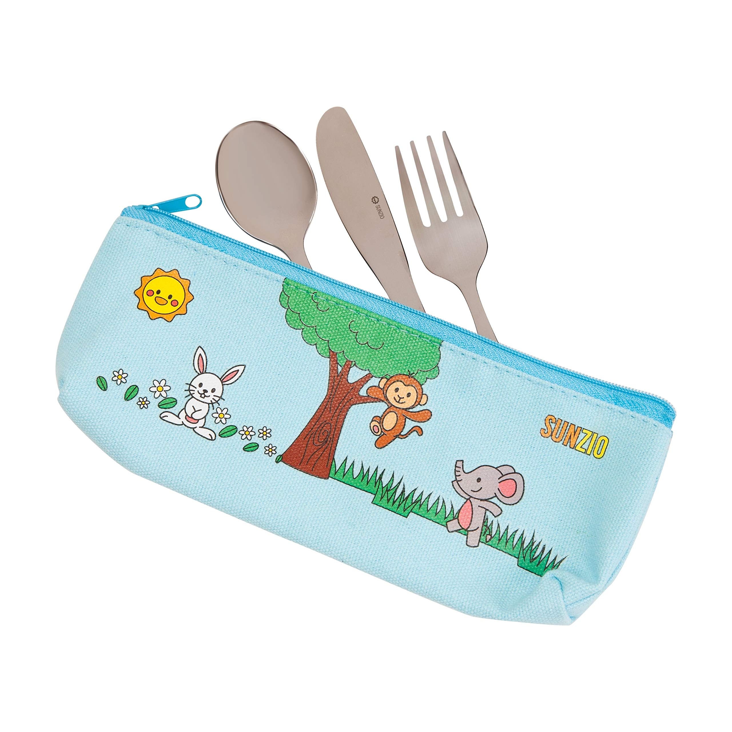 SunZio Kids Silverware Set with four spoons for comfortable scooping.