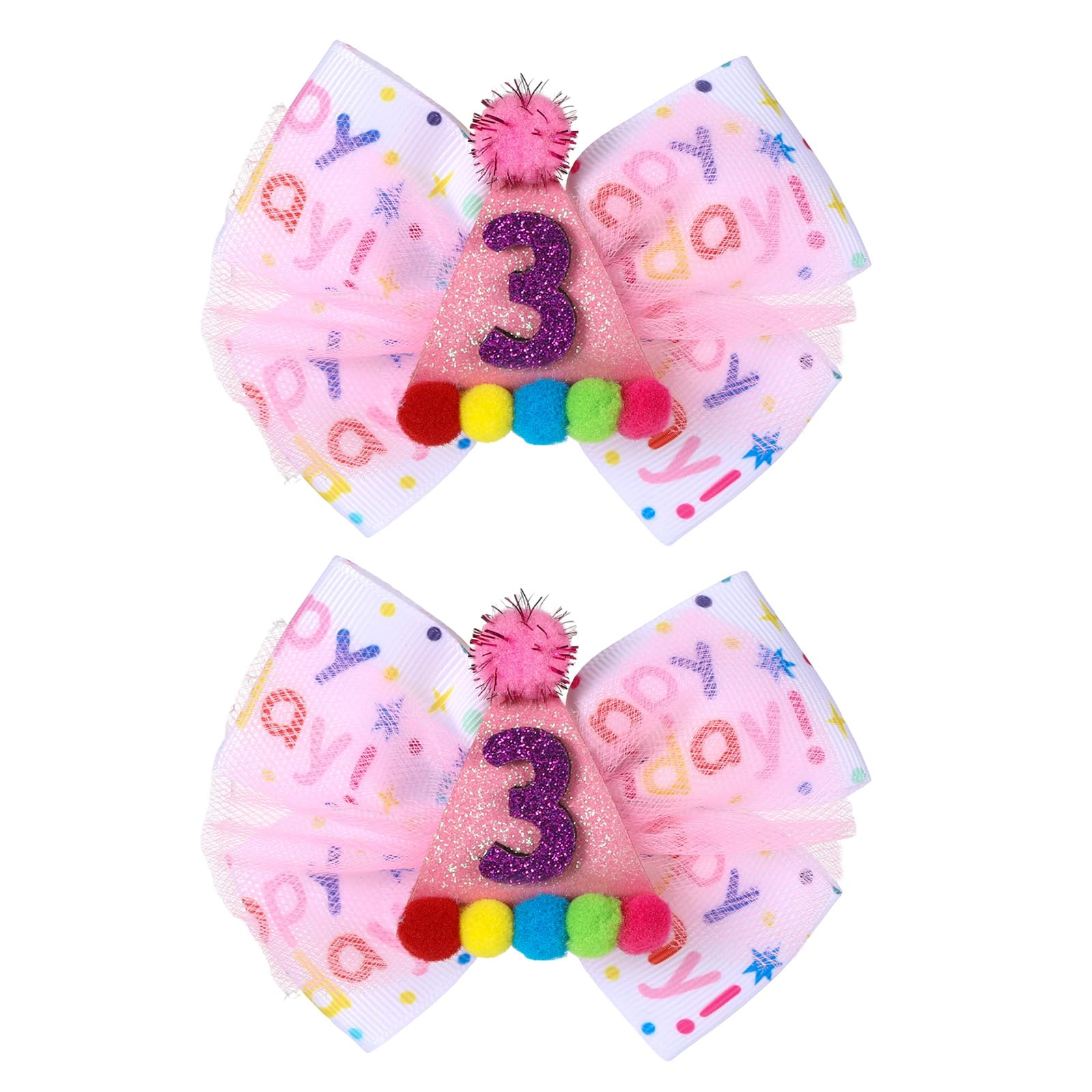 Suohheh birthday hair bow pink layered two layer design for cute party photos