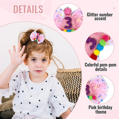 Suohheh birthday hair bow pom poms bright candy like accents for playful party looks