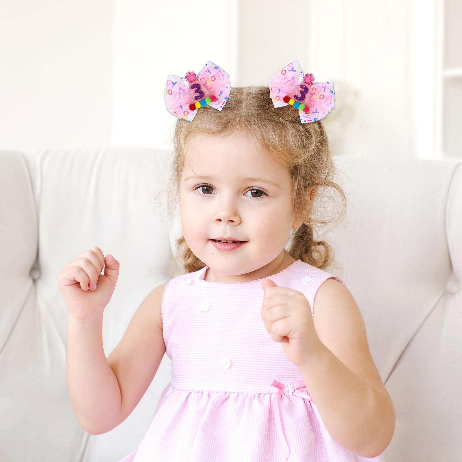 Suohheh birthday hair bow sheer mesh overlay adds texture for photo ready outfits