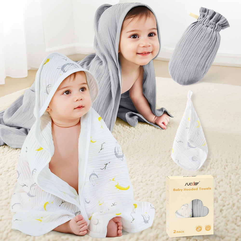 SUOSDEY muslin hooded baby towel hood closeup shows ultra-soft post-bath warmth