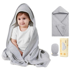 SUOSDEY muslin hooded baby towel hood closeup shows ultra-soft, absorbent fibers.