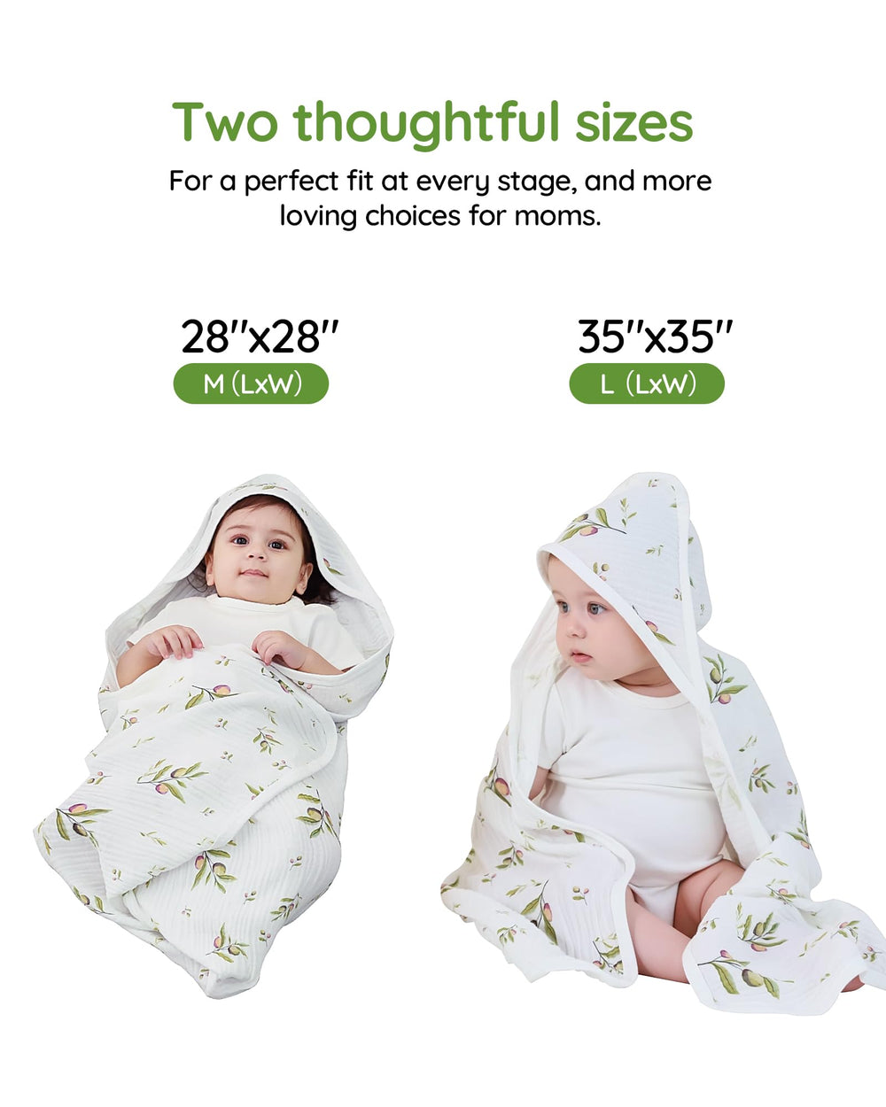 SUOSDEY muslin hooded towel 2-pack with glove and washcloth demonstrates bath-time value.