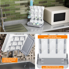SuoXing vertical bottle drying rack side view demonstrating upright organization to reduce clutter