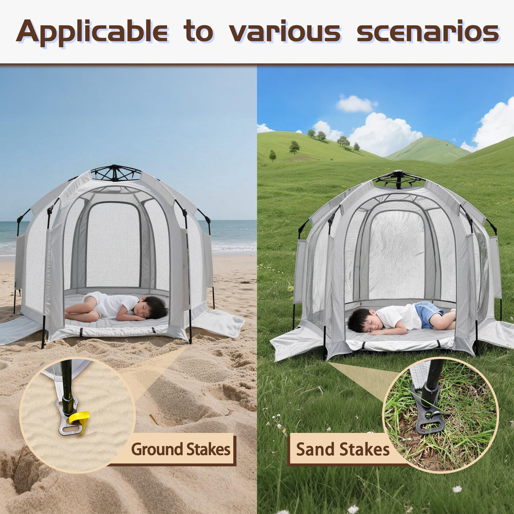 SUPENEGY dimensions shown open for spacious baby play area.