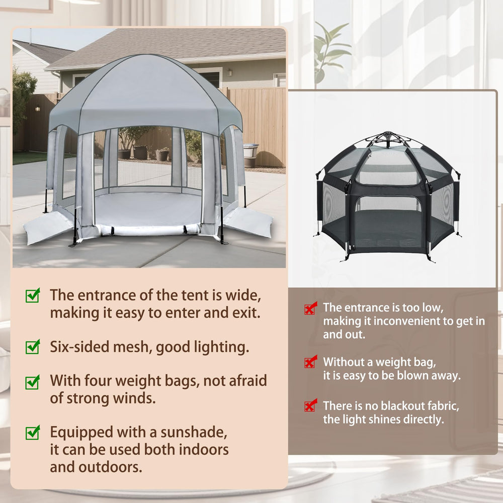 SUPENEGY playpen mosquito-net door closed to keep insects out.